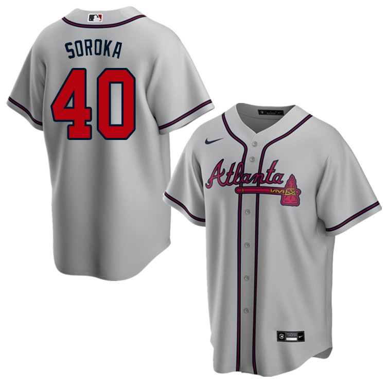 Nike Men #40 Mike Soroka Atlanta Braves Baseball Jerseys Sale-Gray